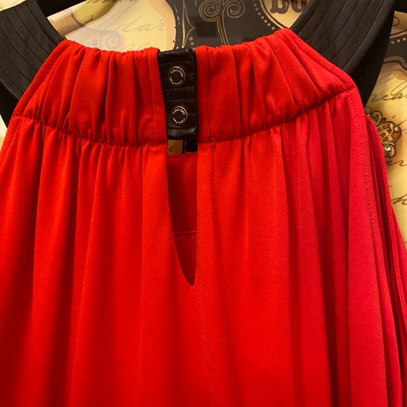Calvin Klein top with black pleather neckline. Size Large. NWT. Tango red - Picture 5 of 5